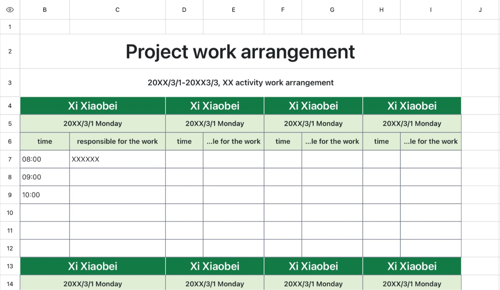 Project work arrangement